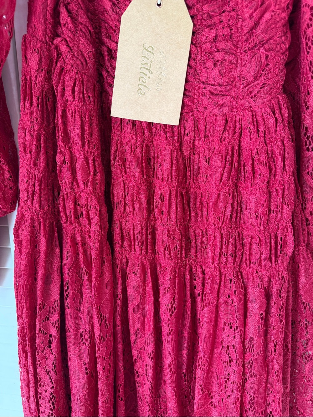 Listicle Women's magenta Lace Midi Dress - Picture 3 of 8